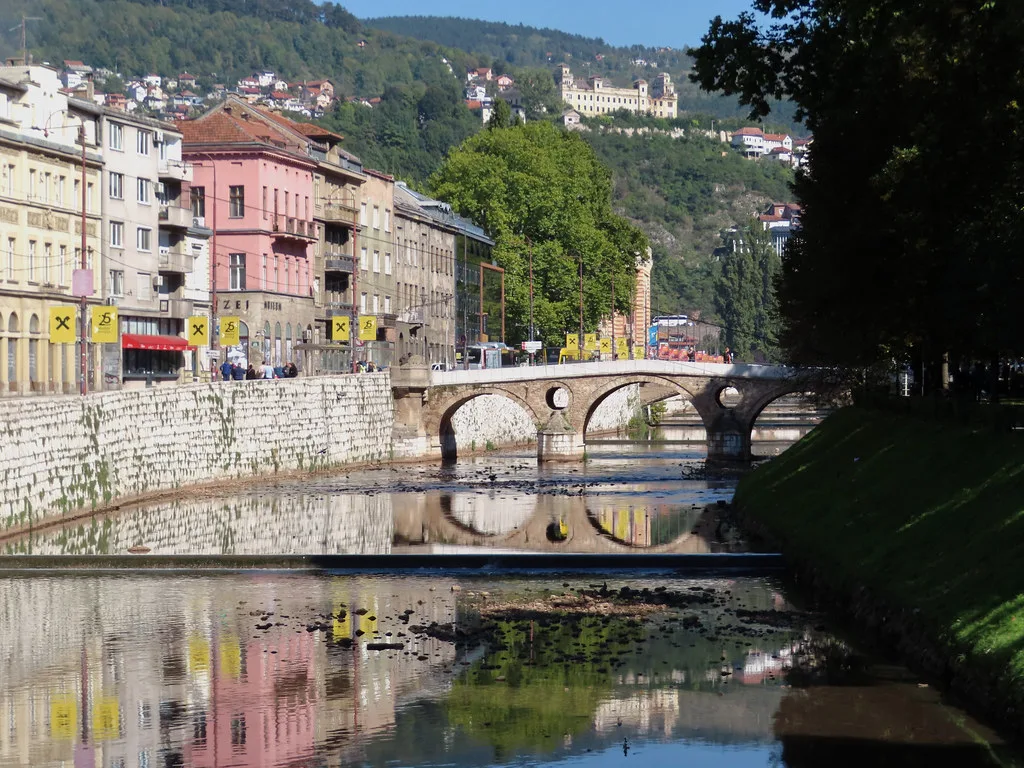Miljacka and the Latin bridge, Bosnia and Herzegovina