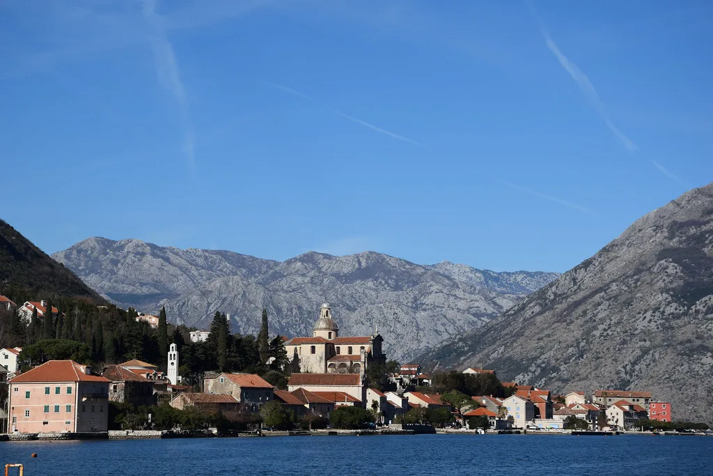 Prcanj town view, Montenegro, Kotor Bay