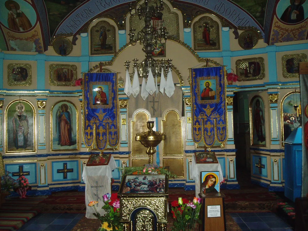 Inside of Ţipova church, Moldova