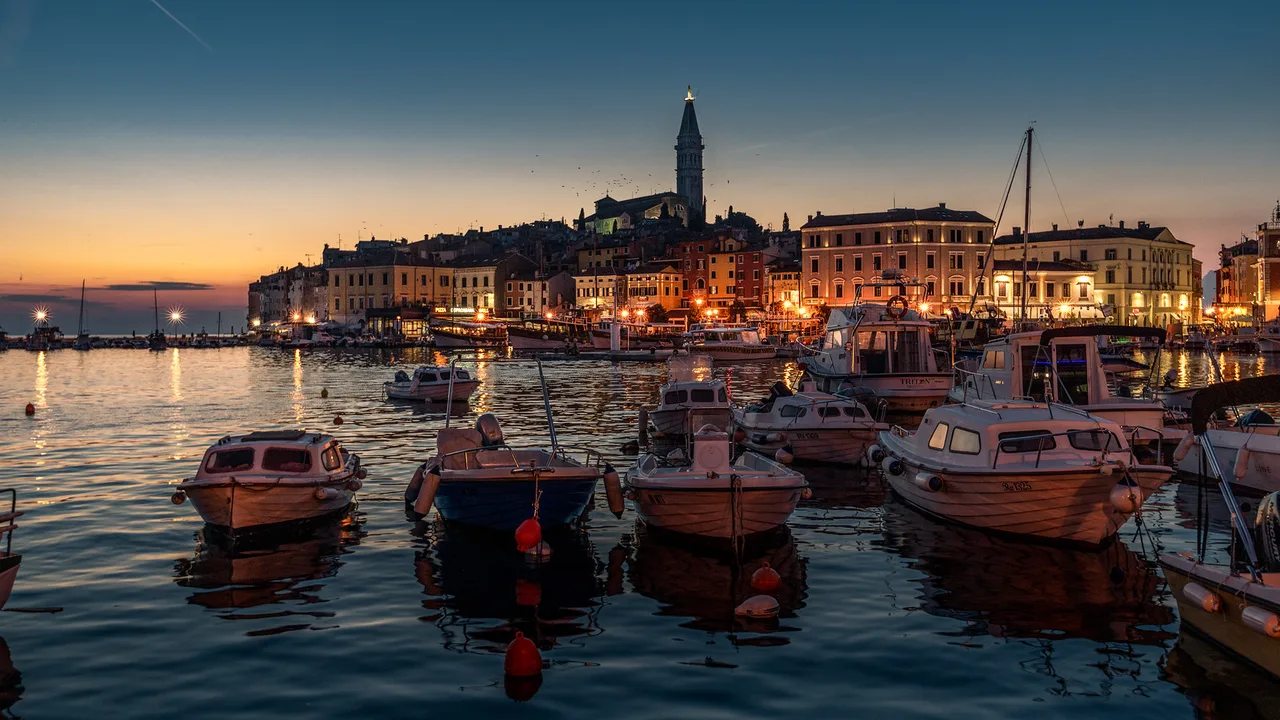 Rovinj Harbour at Night